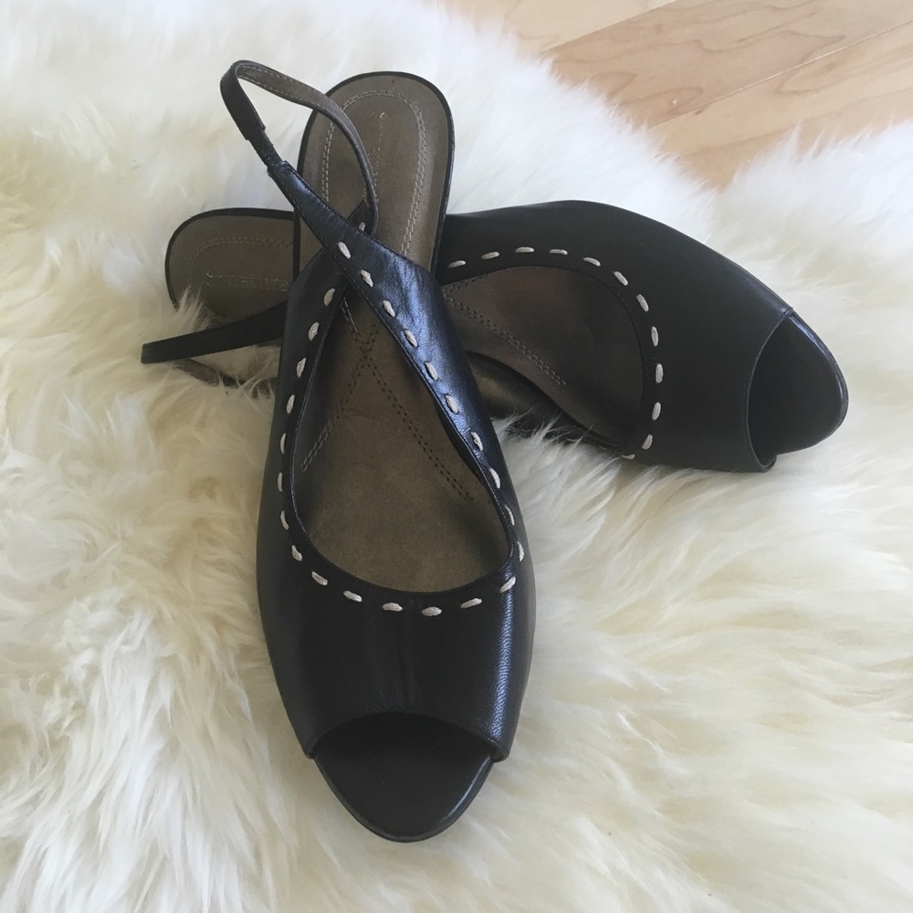 Naturalizer Black Peep-Toe Heels